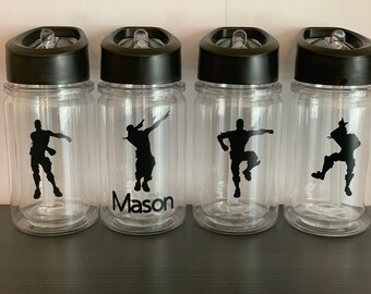 custom listing personalized dancing silhouette water bottle mixed dance moves - fortnite dab carts