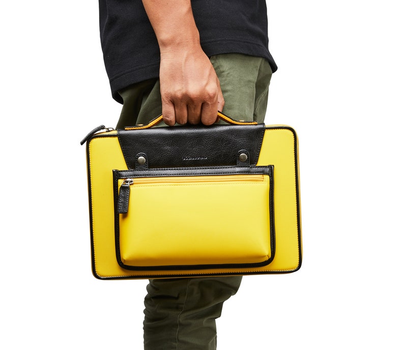 Waterproof Laptop Pouch With Genuine Leather, Handle Briefcase Style,laptop Bag for 13'' MacBook