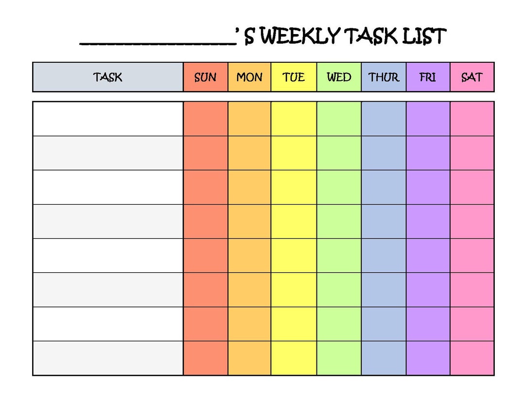 Printable Chore Chart for Kids Digital Download to Print - Etsy