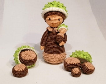 Chestnut girl with baby and chestnut flower child