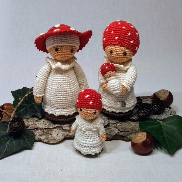Famille de champignons pour enfants de fleurs - modèle au crochet