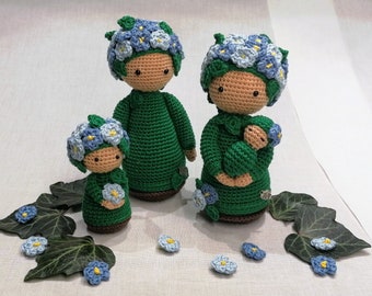 Flower children forget-me-not family - crochet pattern