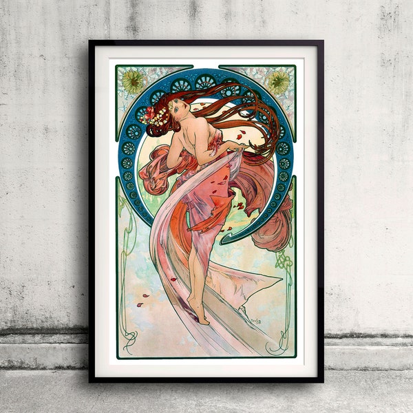 Les Arts, Danse par Alphonse Mucha- 1898 - Fine Art Glicée Affiche Digital Wall art Illustration Impression Décoratif- SKU 0104