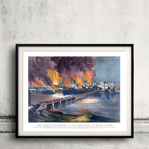The fall of Richmond, Va. on the night of April 2d. - 1865 - Fine Art Glicée Poster Digital Wall art Illustration Print Decorative- SKU 0123