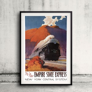 New York Central System - El nuevo Empire State Express - Fine Art Glicée Poster Vintage Wall art Ilustración Impresión - SKU 0198