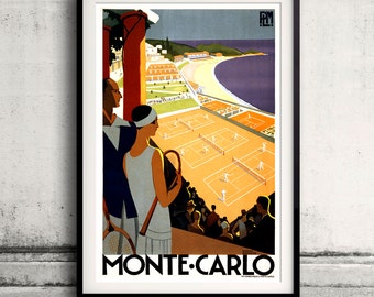Monte-Carlo, travel poster for PLM, ca. 1930 Fine Art Glicée Poster Digital Wall art Illustration Print Decorative - SKU 0063
