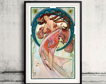 The Arts, Dance by Alphonse Mucha- 1898 - Fine Art Glicée Poster Digital Wall art Illustration Print Decorative- SKU 0104