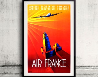 Air France - Afrique Occidentale Française - 1940 - Fine Art Glicée Poster Vintage Wall art Illustration Print - SKU 0193