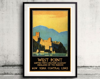 New York Central Lines - West Point - United States Military Academy - Fine Art Glicée Poster Vintage Wall art Illustration Print - SKU 0190