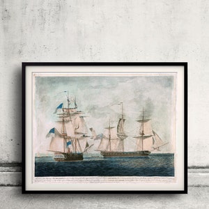 USS Chesapeake alongside HMS Shannon - 1813 - Fine Art Glicée Poster Digital Wall art Illustration Print Decorative- SKU 0128