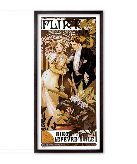 Flirt Biscuits Lefevre Utile by Alphonse Mucha Fine Art Glicée