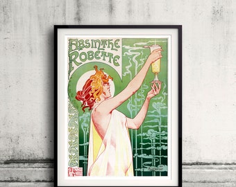 Absinthe Robette by Alphonse Mucha Fine Art Glicée Poster Digital Wall art Illustration Print Decorative- SKU 0087