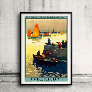 Ile Tudy, Pôster de viagem francês - Belas artes Glicée Pôster Digital Wall Art Ilustração Impressão decorativa - SKU 0217