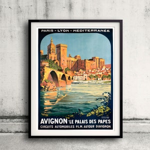 Aviñón, Cartel de viaje francés - Fine Art Glicée Poster Digital Wall art Ilustración Impresión Decorativa - SKU 0204