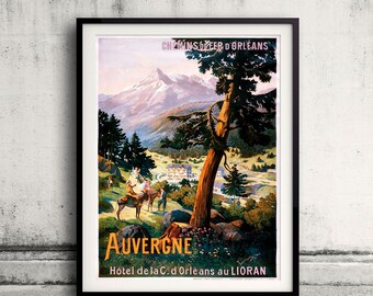 Auvergne, French Travel Poster - Fine Art Glicée Poster Digital Wall art Illustration Print Decorative - SKU 0211