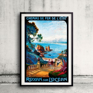 Royan sur L'Ocean, Cartel de viaje francés - Fine Art Glicée Poster Digital Wall art Ilustración Impresión decorativa - SKU 0220