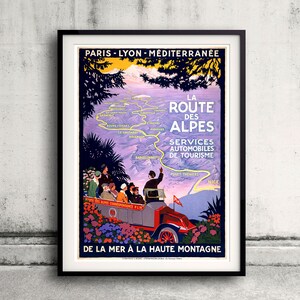 La route des Alpes, travel poster for PLM, ca. 1920 Fine Art Glicée Poster Digital Wall art Illustration Print Decorative - SKU 0062