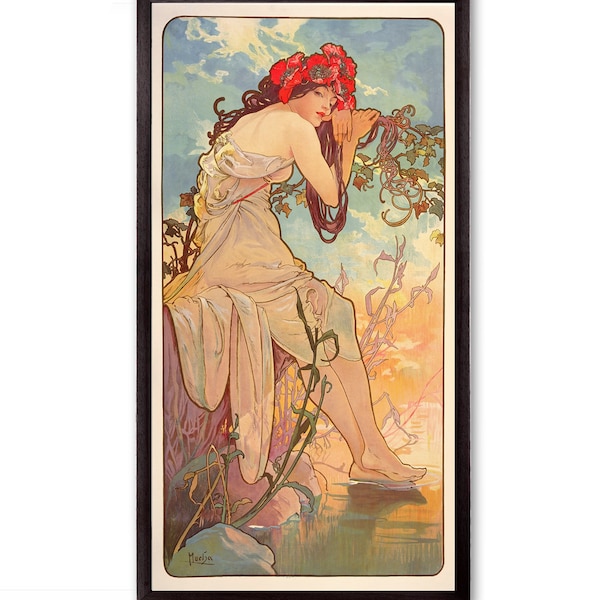 Jahreszeiten Sommer 1896 von Alphonse Mucha Fine Art Glicée Poster Digitale Wand Kunst Illustration Druck Dekorativ- SKU 0227