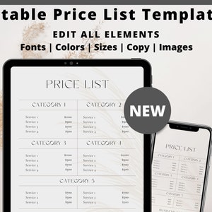 Modelo de lista de preços editável para pequenas empresas, modelo de lista de preços Boho para pequenas empresas, modelo de lista de preços para impressão Canva