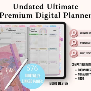 Ultimate Digital Planner Boho | Undated Goodnotes Planner | Monthly Digital Planner | Goodnotes Template | iPad Planner