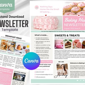 Bakery Email NEWSLETTER TEMPLATE Editable on Canva, Digital and Printable Instant Download Canva Newsletter Template for Email Marketing