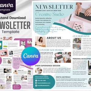 Email Newsletter Template For Small Businesses, Editable Canva Template, Digital and Printable, Instant Download Email Marketing Template