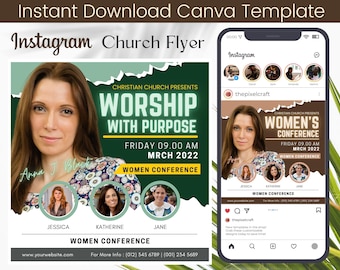 Women's Conference Church Flyer: Instagram Canva Template (DIY)