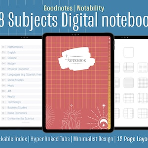 28-Subject Digital Notebook: Goodnotes & Notability (PDF)
