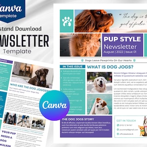 Haustierpflege Newsletter Vorlage: Bearbeitbares Canva Design (Digitaler Download)