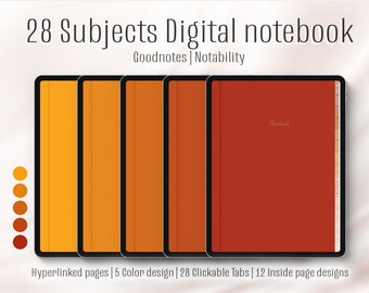 Cuaderno digital: 28 separadores de temas para Goodnotes y Notability (PDF)