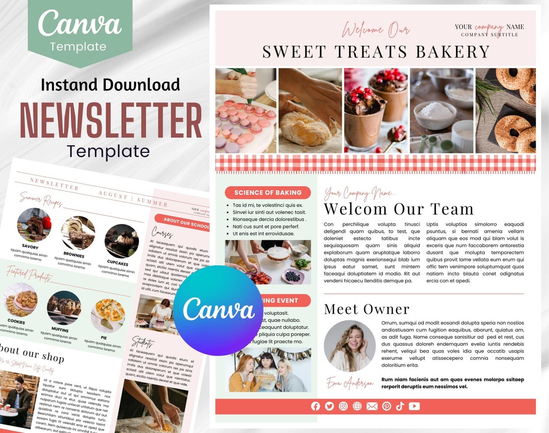 Bakery Email NEWSLETTER TEMPLATE Editable on Canva, Digital and