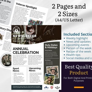 Military Newsletter Template: Editable Canva Design (digital Download ...