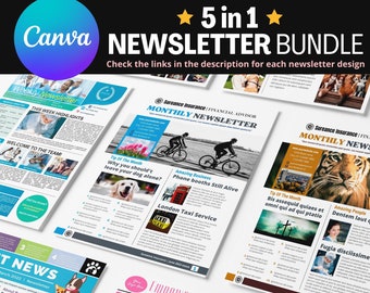 Email NEWSLETTER TEMPLATES Bundle Editable on Canva, Digital and Printable Canva Newsletter Templates Collection for Email Marketing