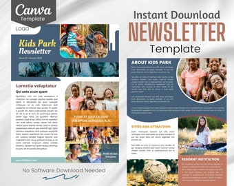 Kids Email NEWSLETTER TEMPLATE Editable on Canva, Digital and Printable Instant Download Canva Newsletter Template for Email Marketing