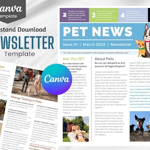 Pet Email Newsletter Template: Editable Canva Design (Digital Download)