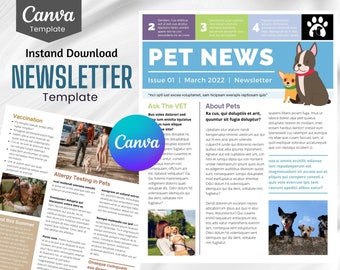 Pet Email Newsletter Template: Editable Canva Design (Digital Download)
