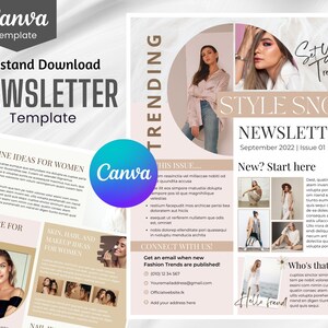 Fashion Email NEWSLETTER TEMPLATE Editable on Canva, Digital and Printable Instant Download Canva Newsletter Template for Email Marketing