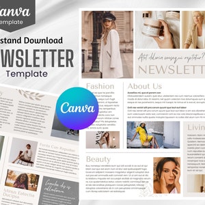 Fashion Email NEWSLETTER TEMPLATE Editable on Canva, Digital and Printable Instant Download Canva Newsletter Template for Email Marketing