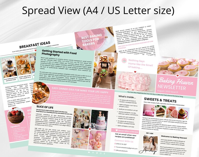 Bakery Email NEWSLETTER TEMPLATE Editable on Canva Digital Etsy