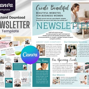 Natychmiastowy do pobrania SZABLON NEWSLETTERA Canva dla kobiet biznesu i przedsiębiorców