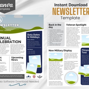 Military Newsletter.pdf Military Newsletter Template: Editable Canva Design (digital Download ...