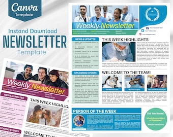 Email NEWSLETTER TEMPLATE Editable on Canva, Digital and Printable Instant Download Canva Newsletter Template for Email Marketing
