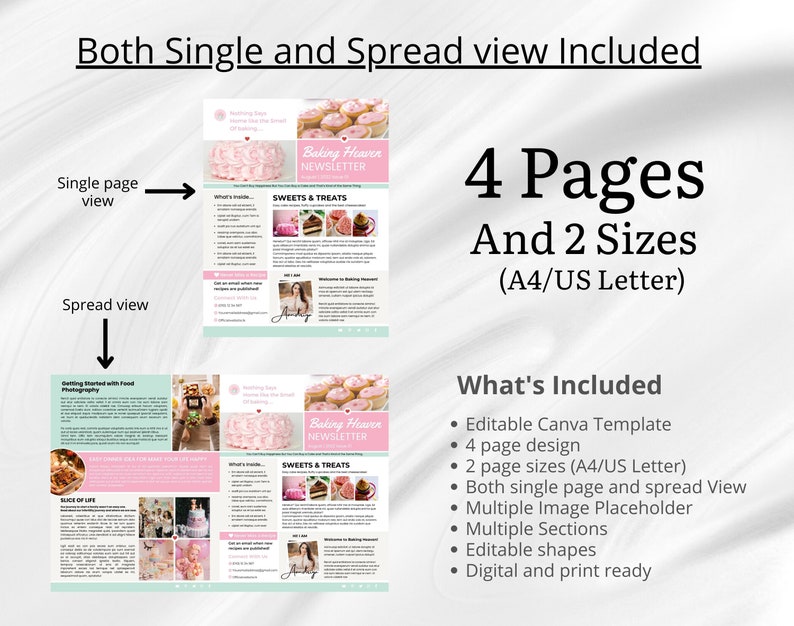 Bakery Email NEWSLETTER TEMPLATE Editable on Canva Digital Etsy