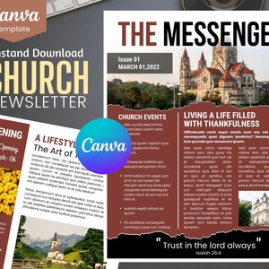 CHURCH Flyer NEWSLETTER Editable Canva Template, Digital and Printable Instant Download Canva Email Newsletter Template for Email Marketing