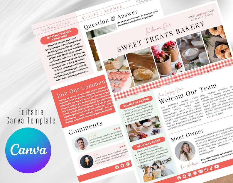 Bakery Email NEWSLETTER TEMPLATE Editable on Canva, Digital and