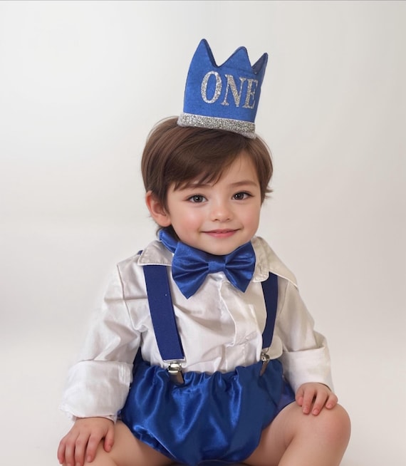 Cake Smash Royal Blue Birthday Diaper Cover Optional Bow Tie Newborn Photo Prop