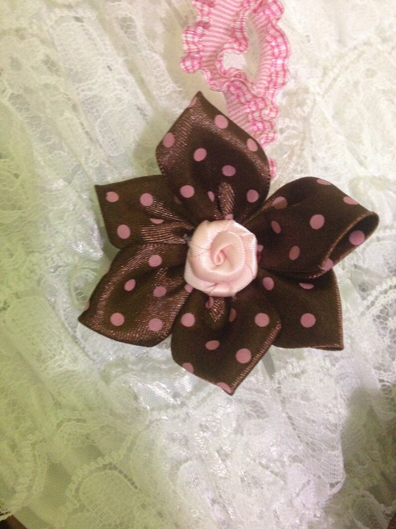 pink and brown baby headband Polka dot baby headband chocolate baby headband pink polka dot headband fall headband pink rose headband