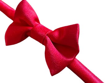 Red Pre-Tied Bow Tie, Men's Bowtie, Baby Bowtie, Kid's Bow tie, Wedding Accessories, Gift Men's Bow Tie, Handmade Bow Tie, Cotton Bow Tie
