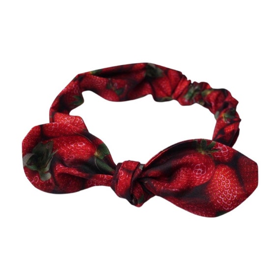 Knotted Headband | Handmade Mommy and Me Head Tie | Strawberries | Strawberry | Strawberry headwrap | Red | Baby Girl | Adult Women