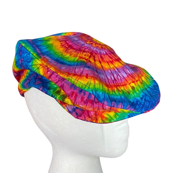 Vintage Cotton Hippie Patchwork Painters Cap Stoner Hat Razor Cut Tie Dye Hats and bandanas: Hippie razor cut hat main image 4